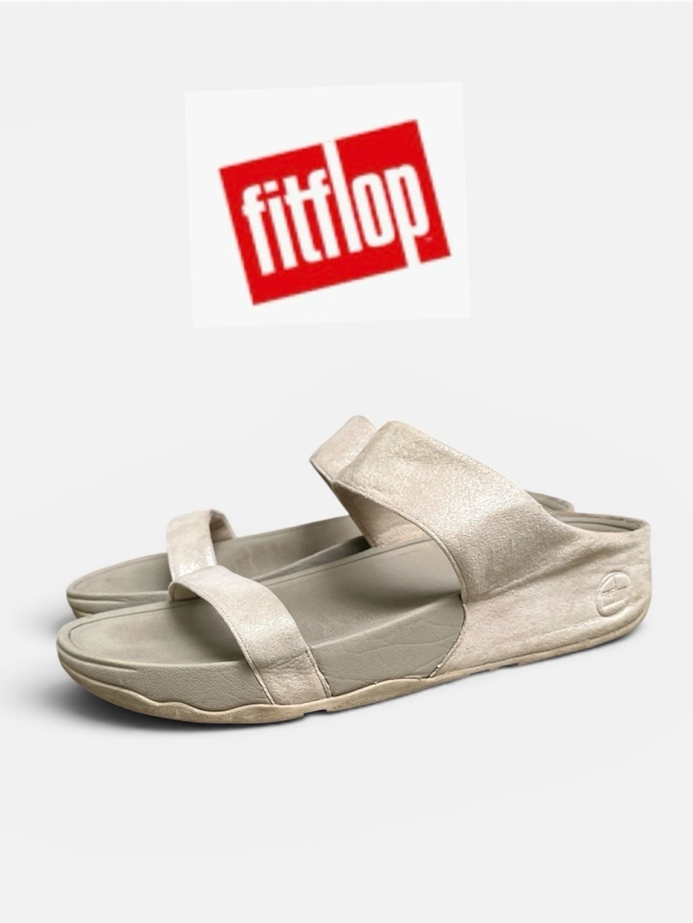 FitFlop Lulu Shimmersuede Slide in Stone Women’s Size 8